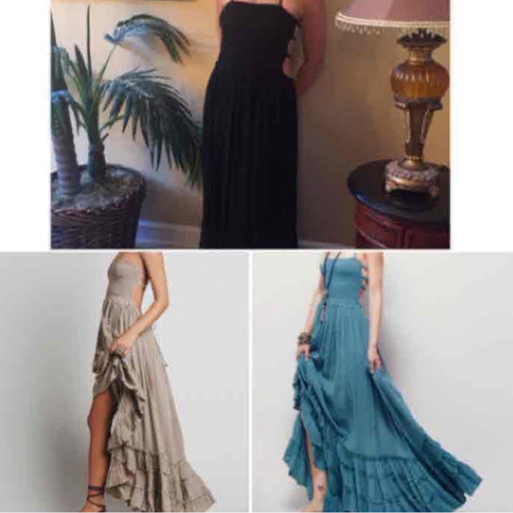 Free People Hippy Chic, Halter, Strappy Back, Maxi, Khaki Floor Length Open Back